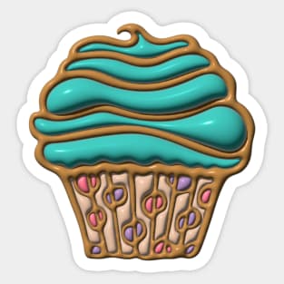 PUFFY 3D CUPCAKE DREAMS Party Turquosie Buttercream Icing Polka Dots - UnBlink Studio by Jackie Tahara Sticker